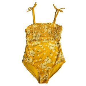 Cat & Jack Girls Yellow Floral Swimsuit